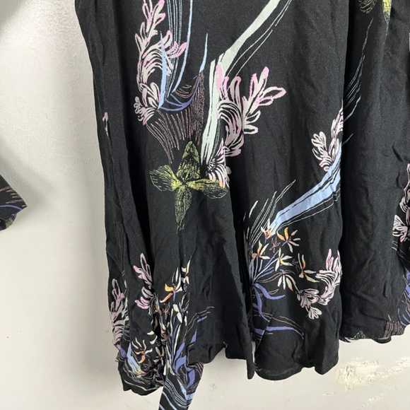 Free People Clear Skies Tunic Top Mini Dress Cold Shoulder Floral Small Black - Picture 10 of 12